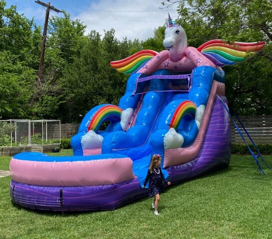 Unicorn Water Slide 18' for kid-friendly backyard parties